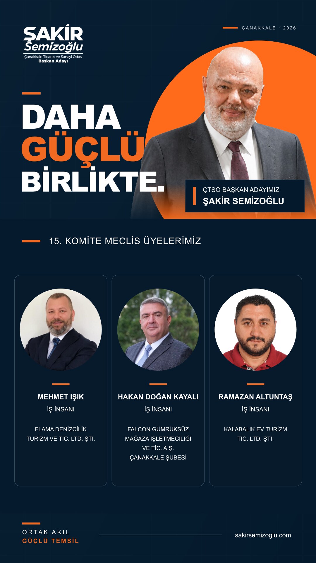 Şakir Semizoğlu 15. Meslek Komitesi meclis üyesi adayları