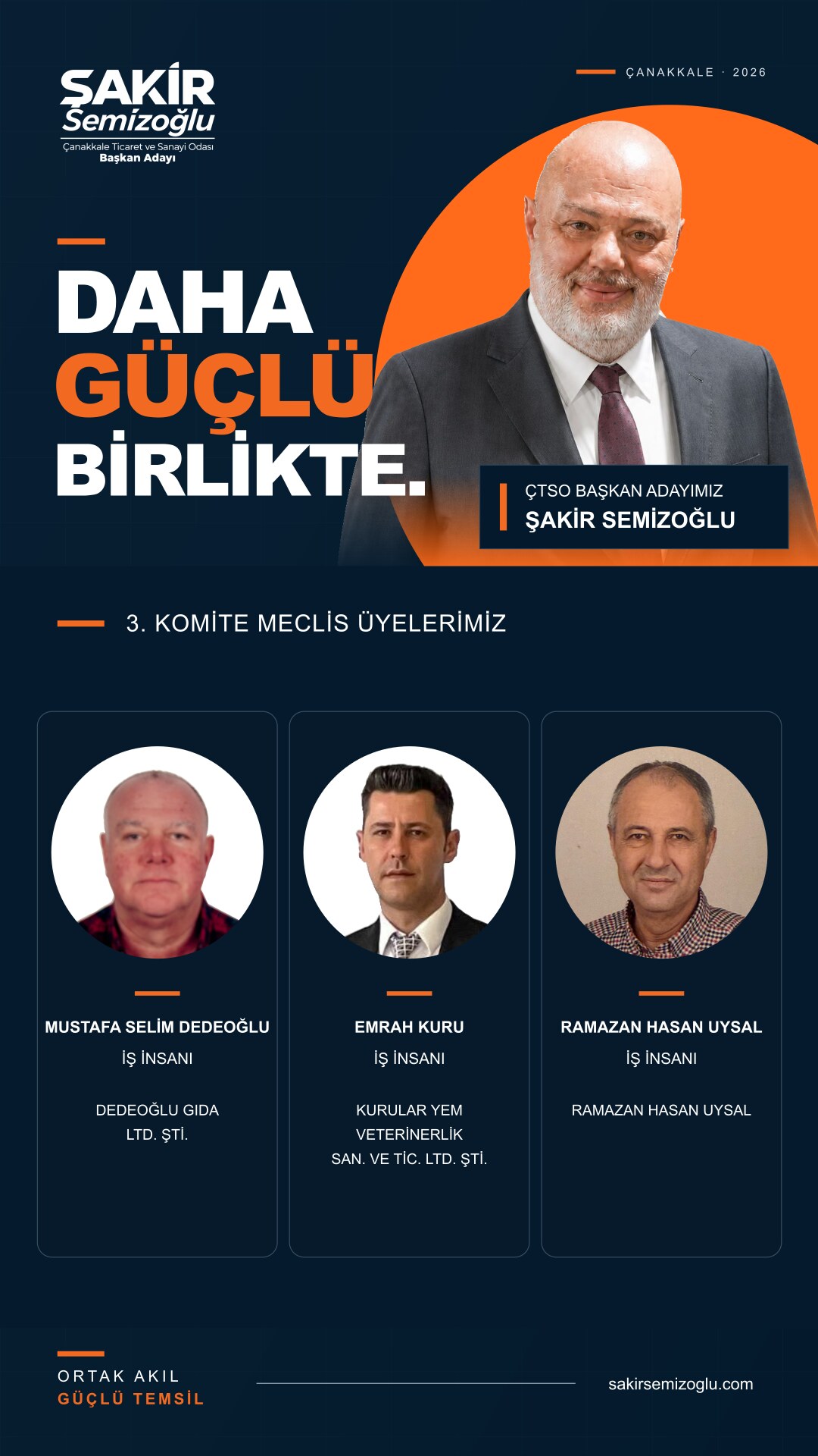 Şakir Semizoğlu 3. Meslek Komitesi meclis üyesi adayları