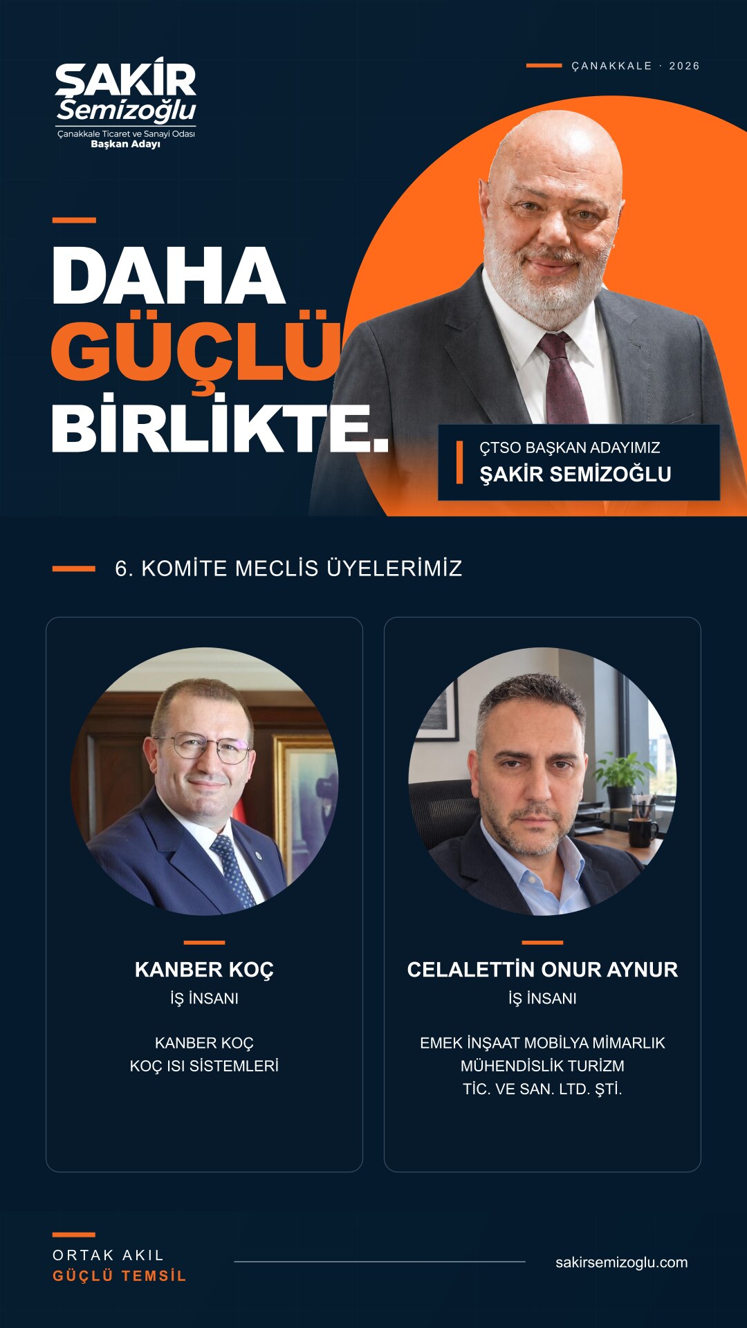 Şakir Semizoğlu 6. Meslek Komitesi meclis üyesi adayları